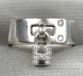 18kt White Gold Padlock Ring Hermes