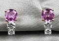 18kt Gold Platinum Pink Sapphire and Diamond Earclips Oscar Heyman  Bros