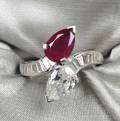 Platinum Ruby and Diamond Bypass Ring