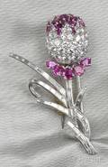 14kt White Gold Ruby and Diamond Brooch