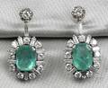 Platinum Emerald and Diamond Earpendants