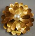 18kt Gold and Pearl Flower Brooch