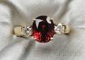 18kt Gold Red Spinel and Diamond Ring
