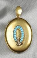 Antique 14kt Gold and Turquoise Locket