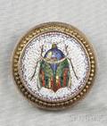 Antique Micromosaic Beetle Brooch