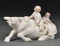 Porcelain Boy and Buffalo Group
