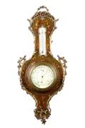French Paint Decorated  Gilt Metal Barometer