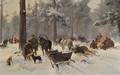 Czeslaw Wasilewski known as Ignacy Zygmuntowicz Polish 1875c 1947 Moose Hunters Camp in Winter