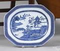 Chinese export blue and white octagonal platter