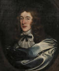 British School 17th Century Style Portrait of a Gentleman in a Blue Cloak