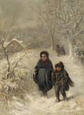 Wilhelm Friedenberg German 18451911 Children Walking in a Snowy Landscape