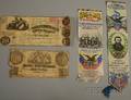 Two Stevengraphtype Bookmarks and Two Pieces of Confederate Currency