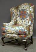Queen Annestyle Upholstered Mahogany Wing Chair