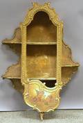 Rococostyle Carved Painted Cherubdecorated Giltwood Display Wall Cabinet