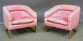 Pair of Modern Pink Upholstered Steel Tub Chairs