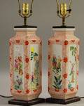 Pair of Modern Asian Porcelain Paneled Table Lamps