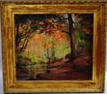 Framed Oil on Canvas Landscape of a Forest Pond