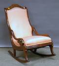 Victorian Upholstered Carved Walnut Rocker
