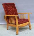 Late Victorian Carved Oak Spindlesided Morris Chair