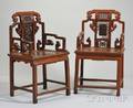 Pair of 19th Century Chinese Carved Elmwood Armchairs
