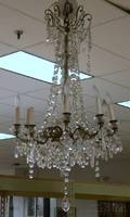 Baroquestyle Glass and Cast Metal Ninearm Chandelier with Prisms