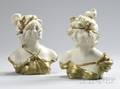 Two German Giltporcelain Busts of Young Women