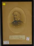 Framed David G Farragut 18011870 Albumen Portrait Photograph with Cut Signed Notation