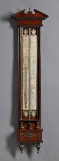 Dutch Neoclassical Mahogany Barometer Thermometer and Contraleur