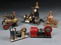 Four Benchmade Steam Engines and a Stationary Hotair Engine