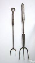 American wrought iron meat fork mid 19th c