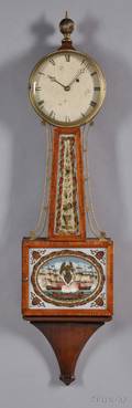 Elnathan Taber Mahogany Patent Timepiece or Banjo Clock