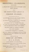 Stanley Thomas fl circa 1813 Bibliotheca Stanleiana