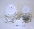 Milk glass reticulated plates