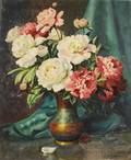 Mae Bennett Brown American 18871973 Still Life with Pink and White Peonies