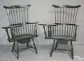 Pair of contemporary windsor writing arm chairs