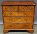 Queen Anne Burl Veneer Fivedresser Chest