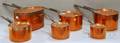 Assembled Set of Six Copper Pots with Covers