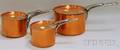 Three Graduated Copper Pots with Covers