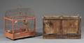 Two Wire and Painted Wood Birdcages