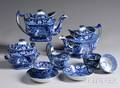 Nine Pieces of English Blue Transferdecorated Staffordshire Teaware