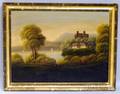 Framed 19th Century Naive Coastal Landscape with Cottage and Castle