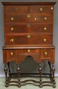 William  Marystyle Walnut Veneer Flattop Highboy