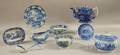 Nine Pieces of English Blue Transferdecorated Staffordshire Tableware