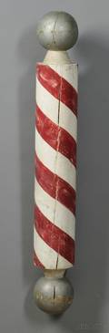 Painted Turned Wood Barber Pole
