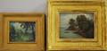 Two Small Landscapes in Goldpainted Wood Frames
