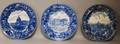 Three Blue Transferdecorated Pottery Dinner Plates