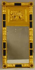 Federal Gilt and Ebonized Splitbaluster Mirror with Molded Cornucopia Motif at Tablet