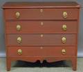 Redpainted Federal Cherry and Pine Fourdrawer Chest