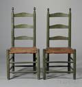 Pair of Greenpainted Slatback Side Chairs