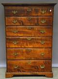 Chippendale Tiger Maple and Maple Sixdrawer Tall Chest